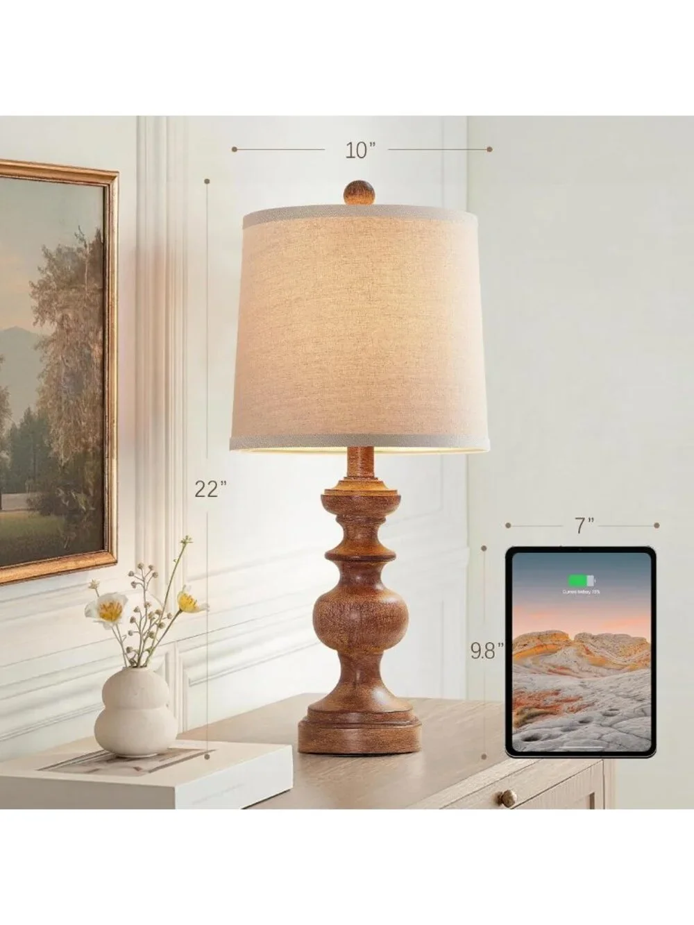 Rustic Farmhouse Table Lamp Set of 2 - 22